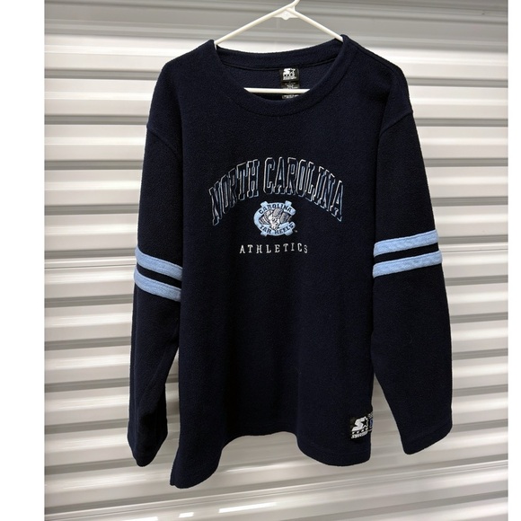 Vintage STARTER University North Carolina Fleece Embroidered Long Sleeve - Picture 1 of 5